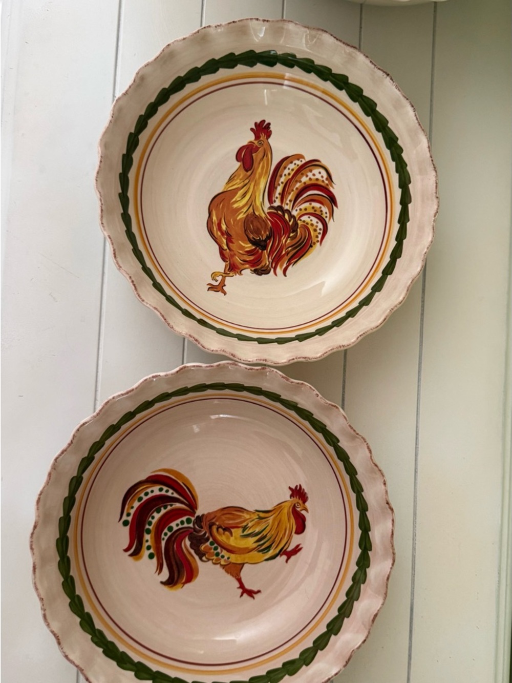 Williams Sonoma Tuscan Rooster Ceramic Bowls Set 2